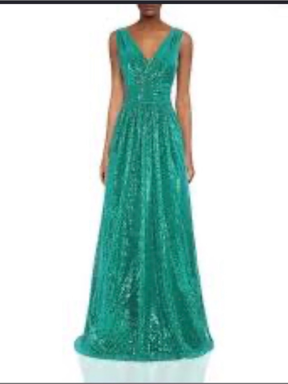 Kate Kasin V-Neck Sleeveless Sequin Maxi Gown